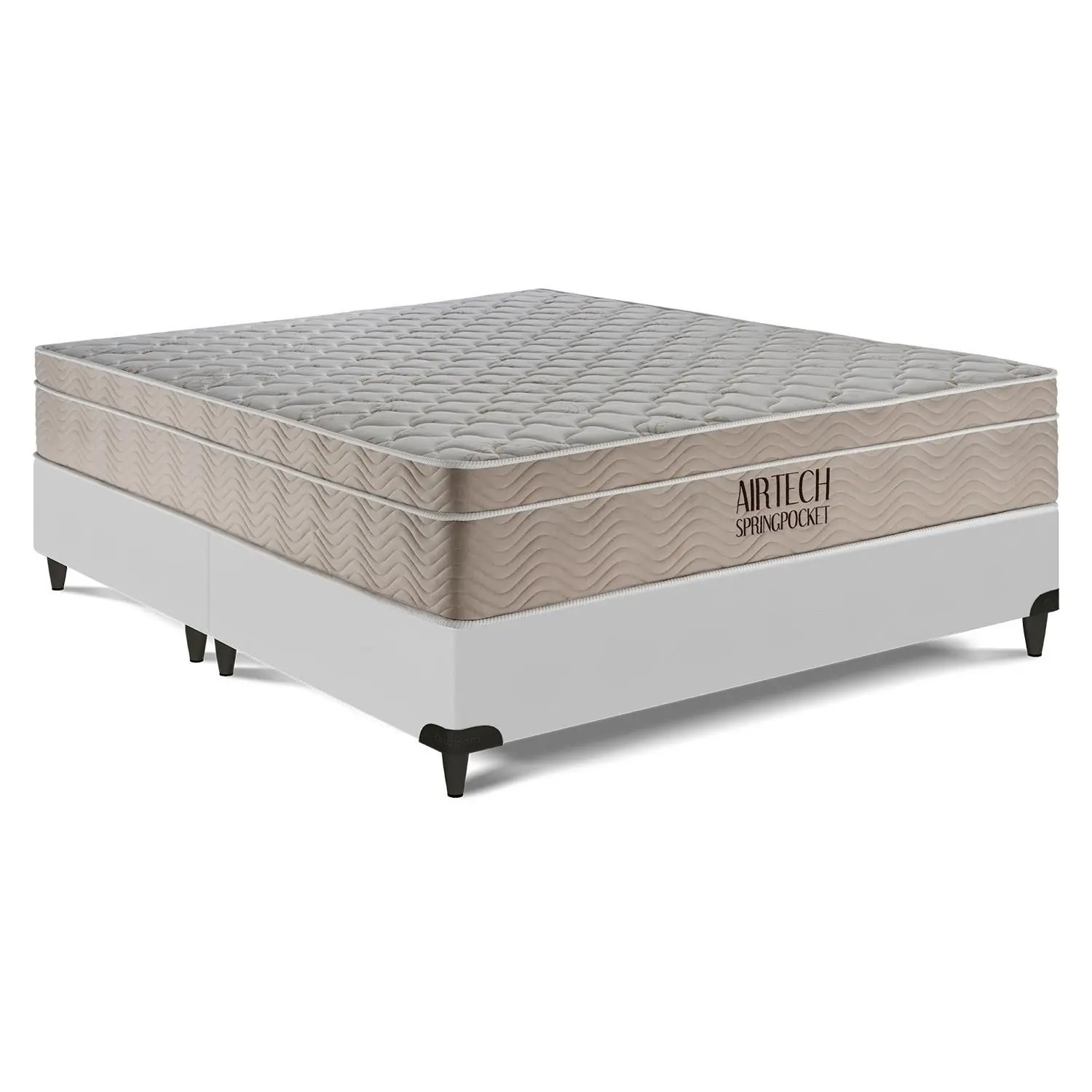 Cama Box e Colchão Airtech Molas Ensacadas(193x203)-Ortobom
