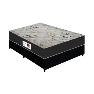 Cama Box Casal Colchão Top Line Mola Bonnel + Box Sintético Preto Serra Negra 60x138x188