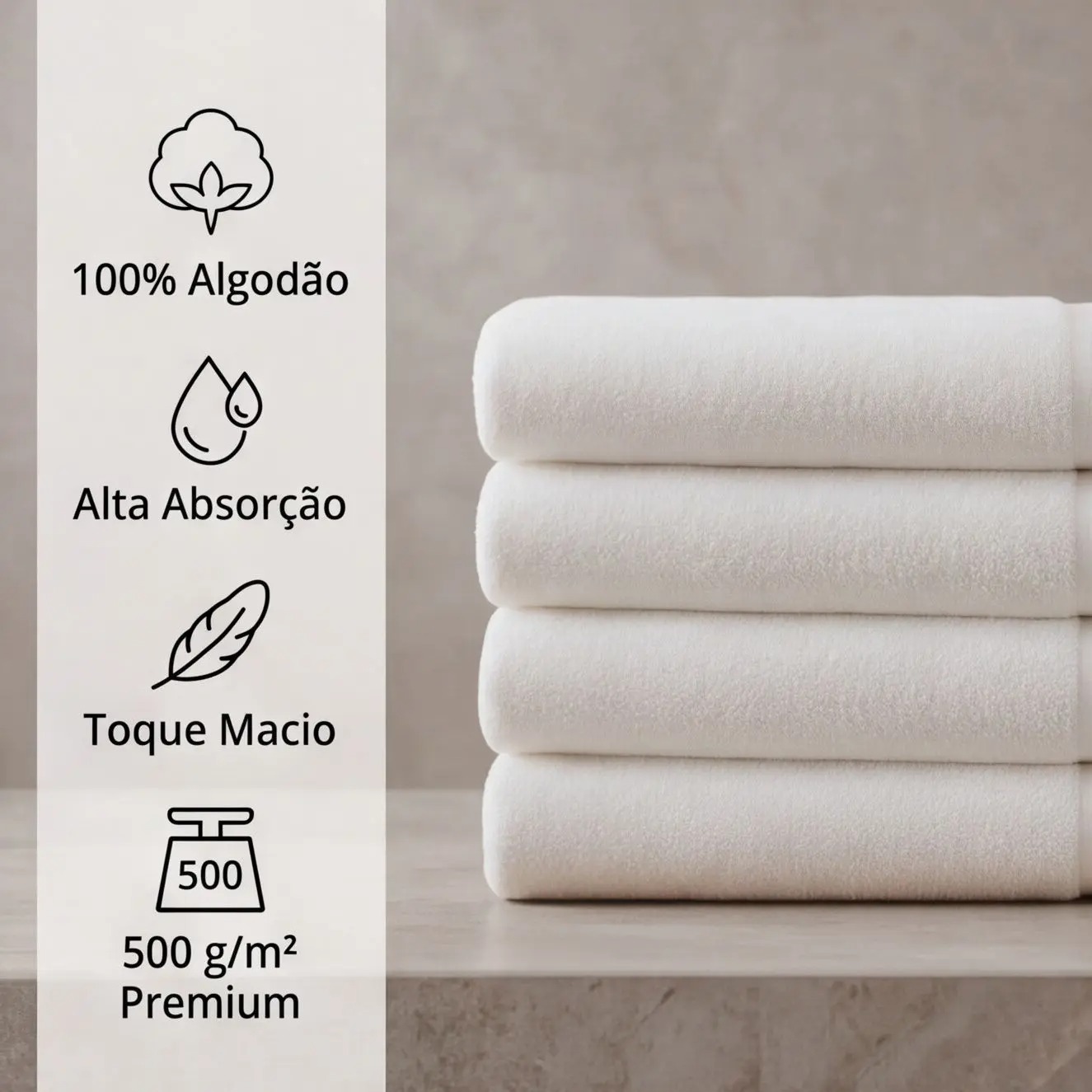 Kit 4 Toalhas De Banho Gigante Gramatura 500 Felpudo Atacado Eleganz Hotel Branca - Sarah Enxovais - Imagem 4