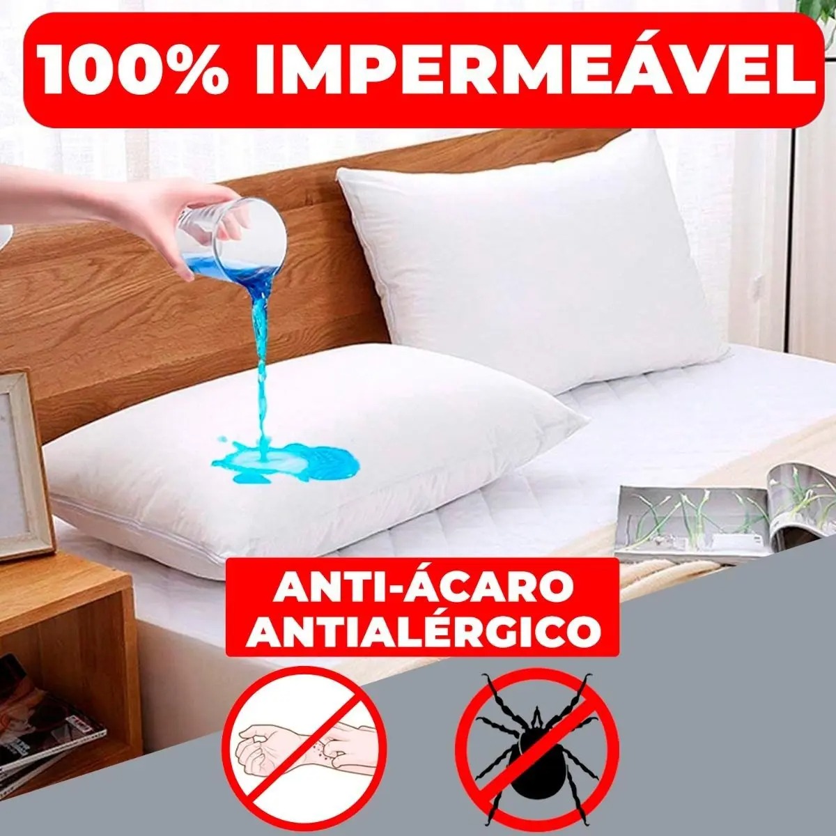 Kit 4 Capa Protetora Impermeável Branco Capa Protetora Impermeável Antialérgica Para Travesseiro - Edromania - Imagem 3