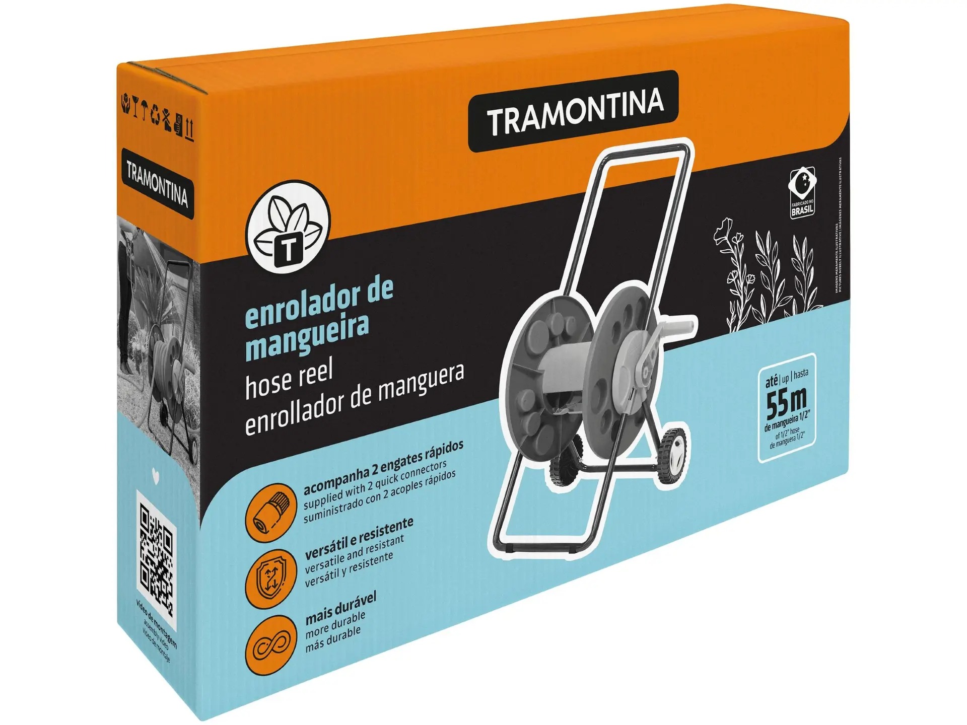 Enrolador de Mangueira de Chão Tramontina 78595000 com Rodas 55m 1/2" - Imagem 4