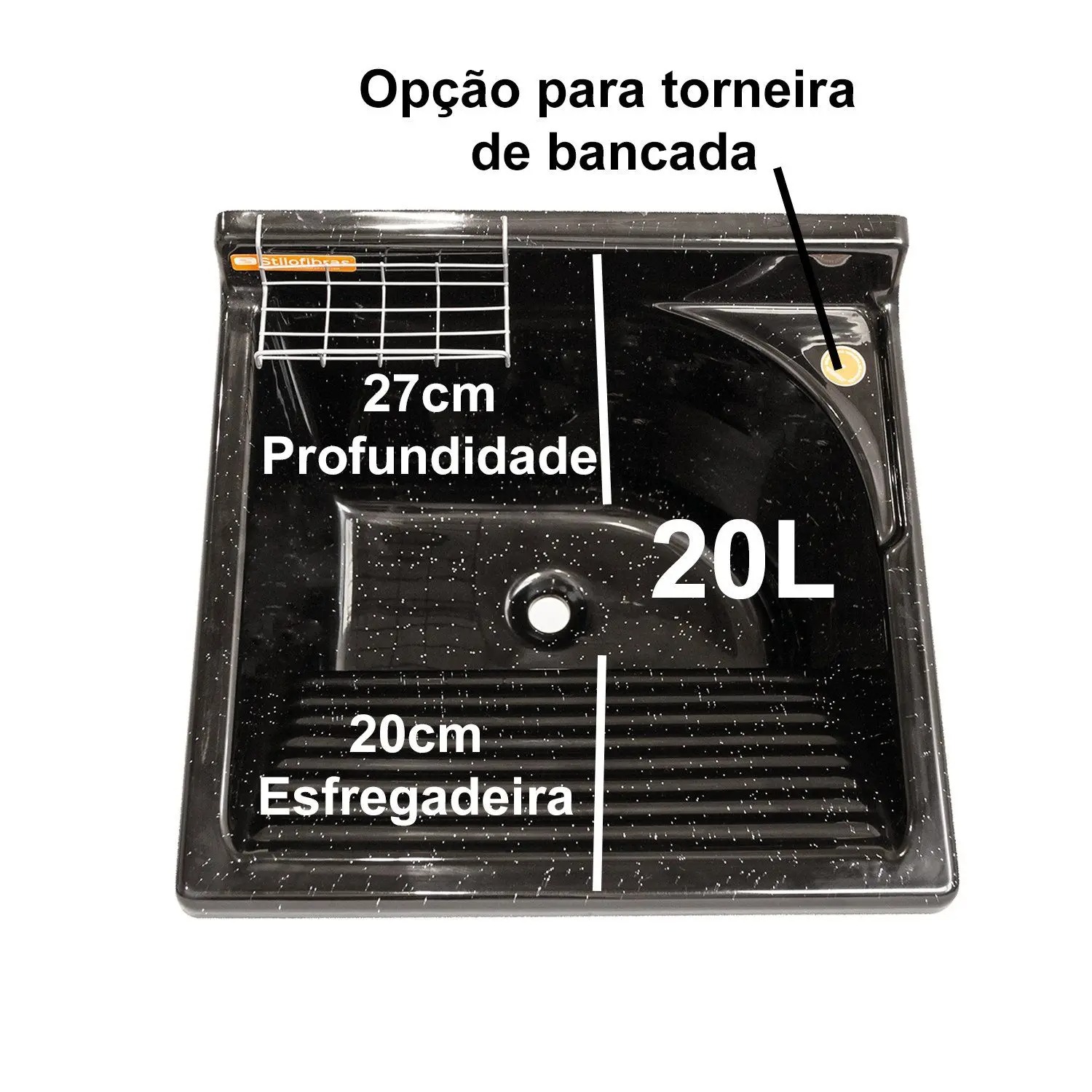 Tanque De Lavar Roupa em Fibra 20L Com Gabinete Plástico ABS Impermeável para área externa - Stilofibras - Imagem 4
