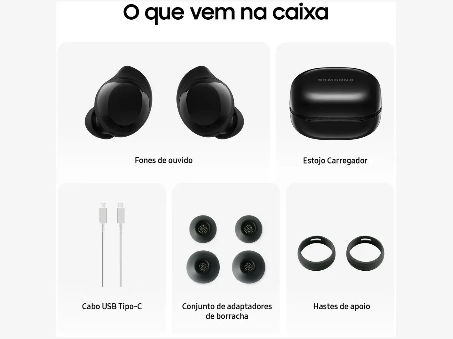 Fone de Ouvido Bluetooth Samsung Buds Core com Microfone Cancelamento de Ruído Esportivo Intra-auricular True Wireless Preto - Imagem 4