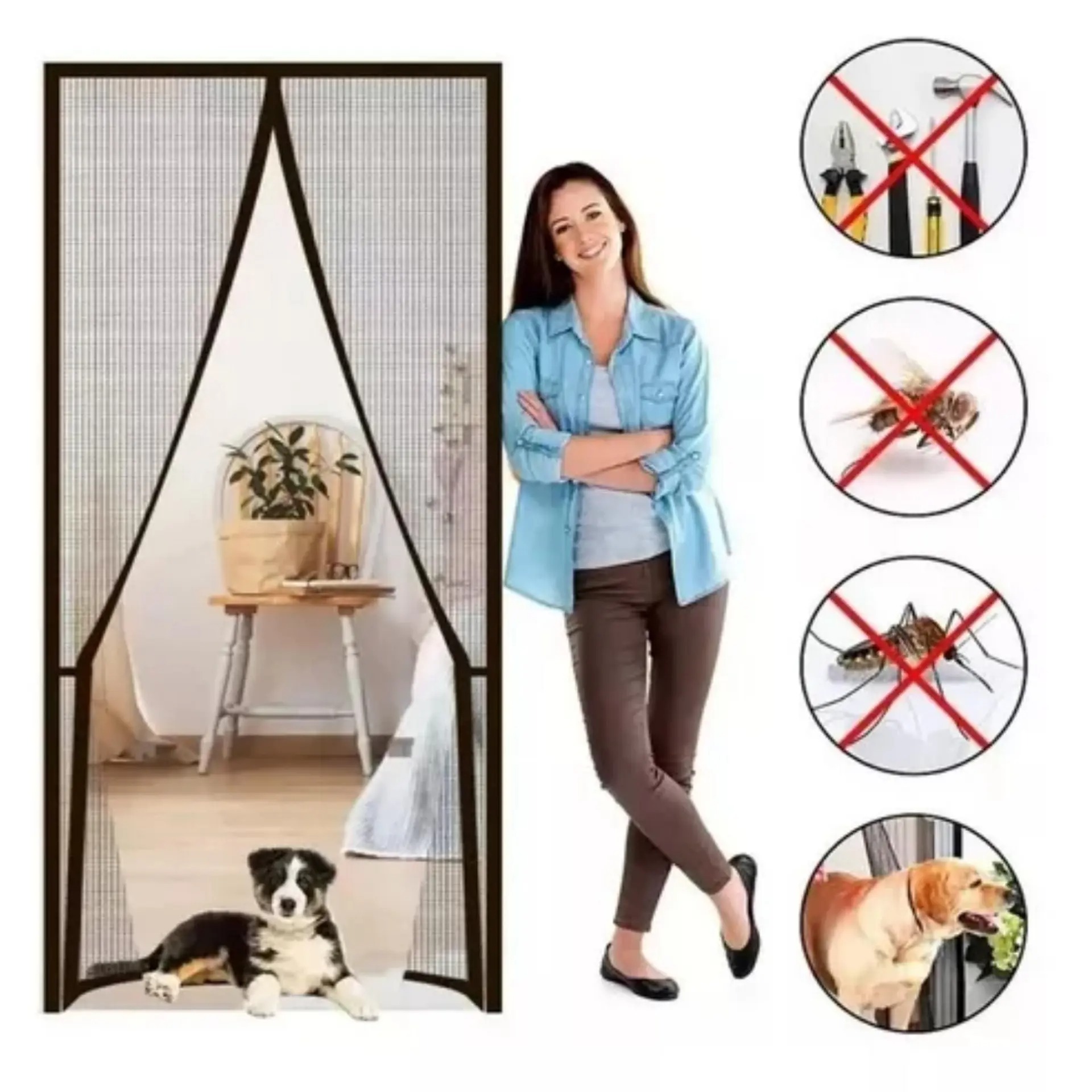 Kit Tela Mosqueteira Magnética Imã Porta Cortina Inseto Casa Apartamento Chacara - Jodi Produtos - Imagem 2