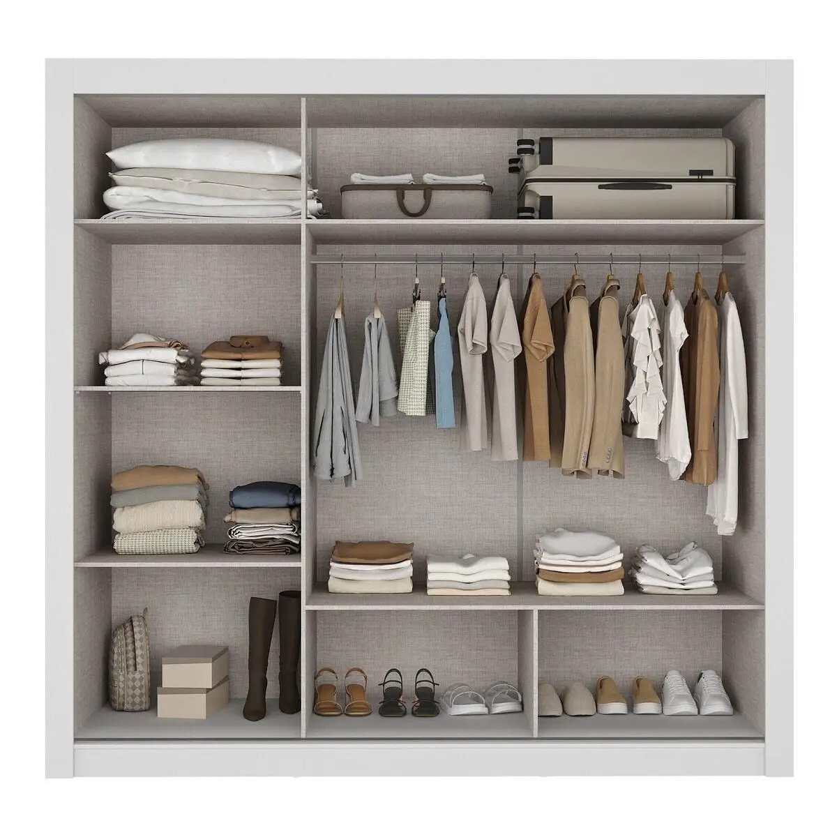 Guarda-Roupa Casal Multimóveis Barcelona 3 Portas de Correr com Espelho CR35402 - Imagem 2