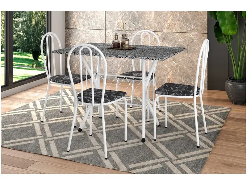 Mesa de Jantar 4 Cadeiras Retangular Branca - Artefamol America Bruna