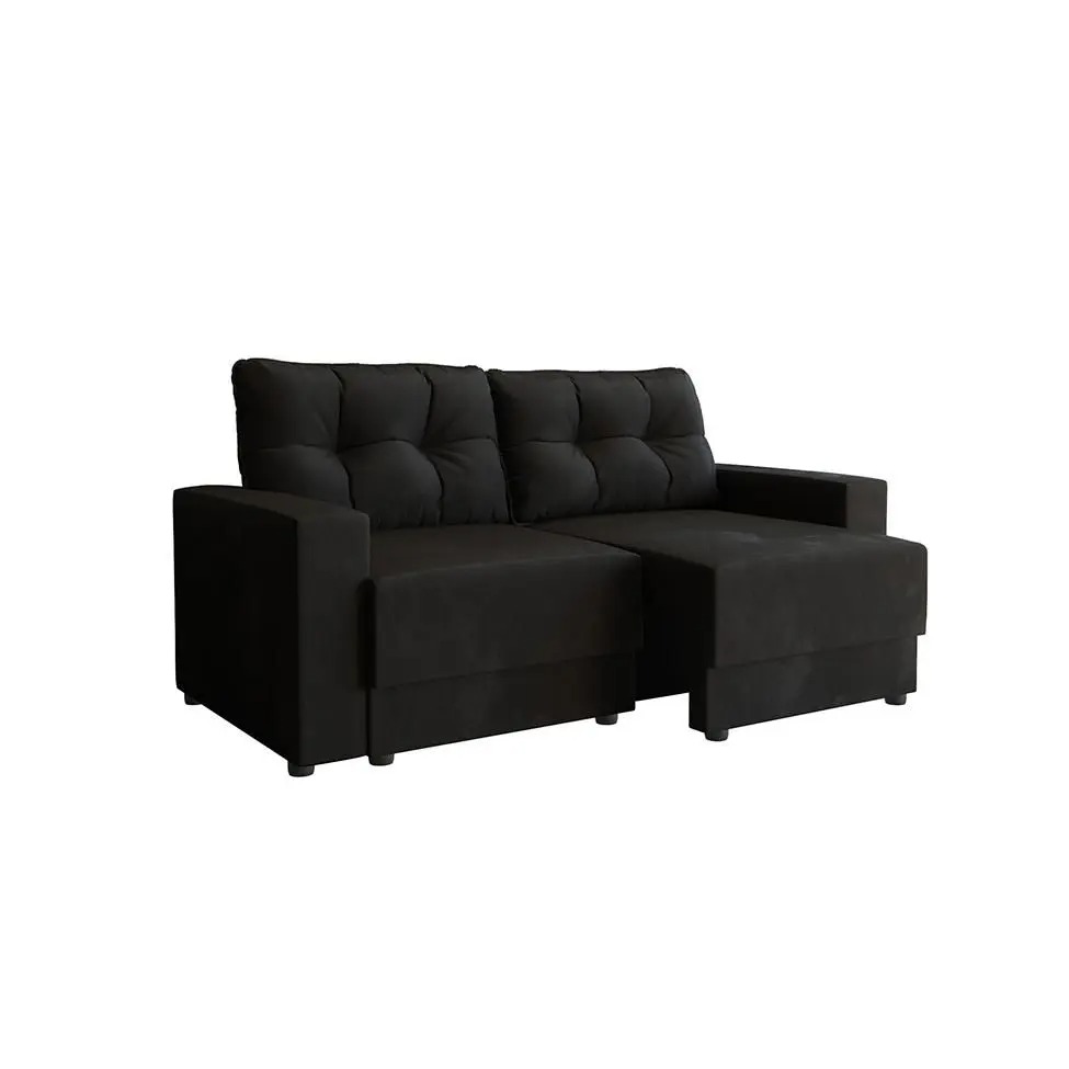 Sofá 2 Lugares Retrátil Lubeck Suede Preto 140 cm - Mobly