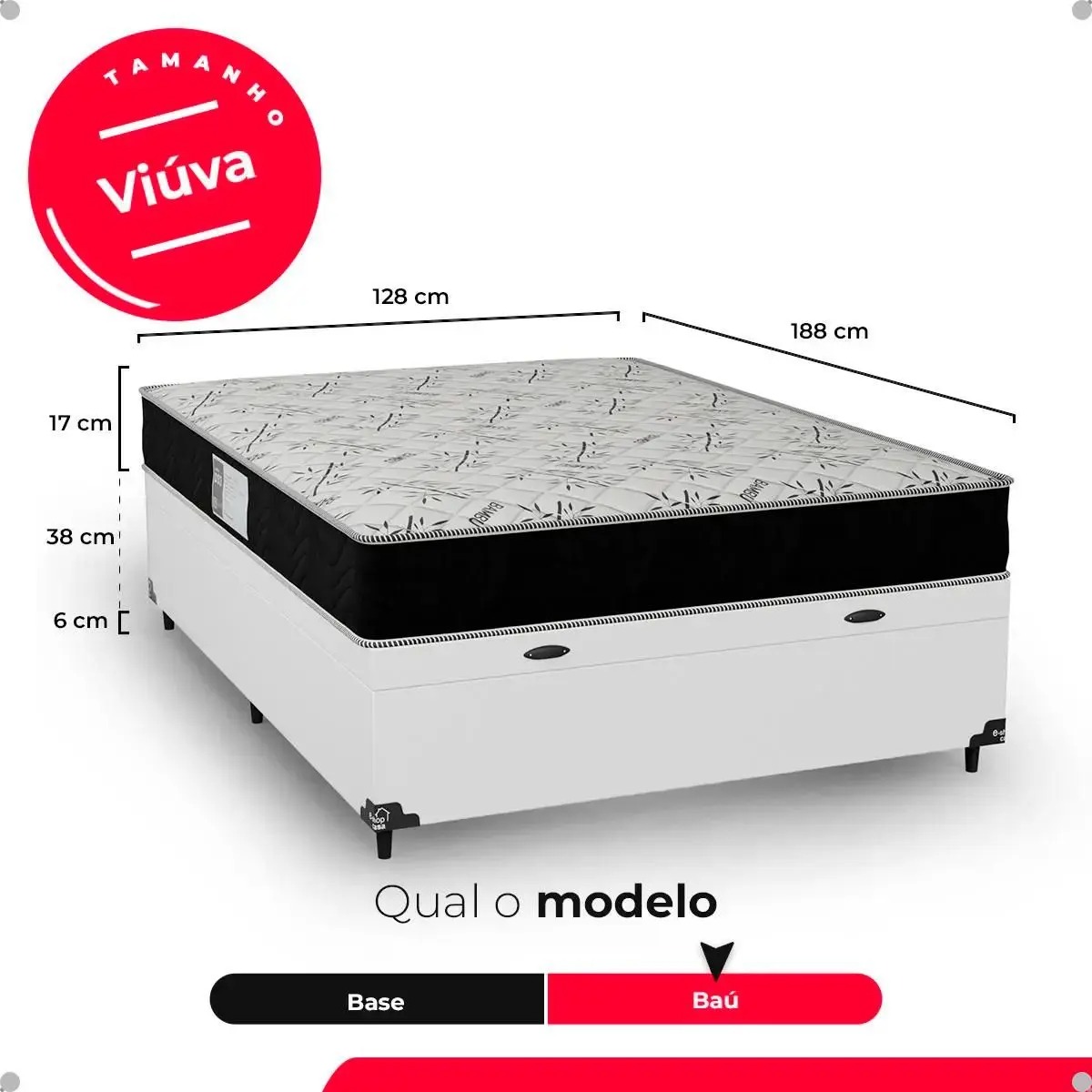Cama Box Baú Viúva + Colchão D33 One Face - 61x128x188cm - Várias Cores - e-Shop Casa - Imagem 4