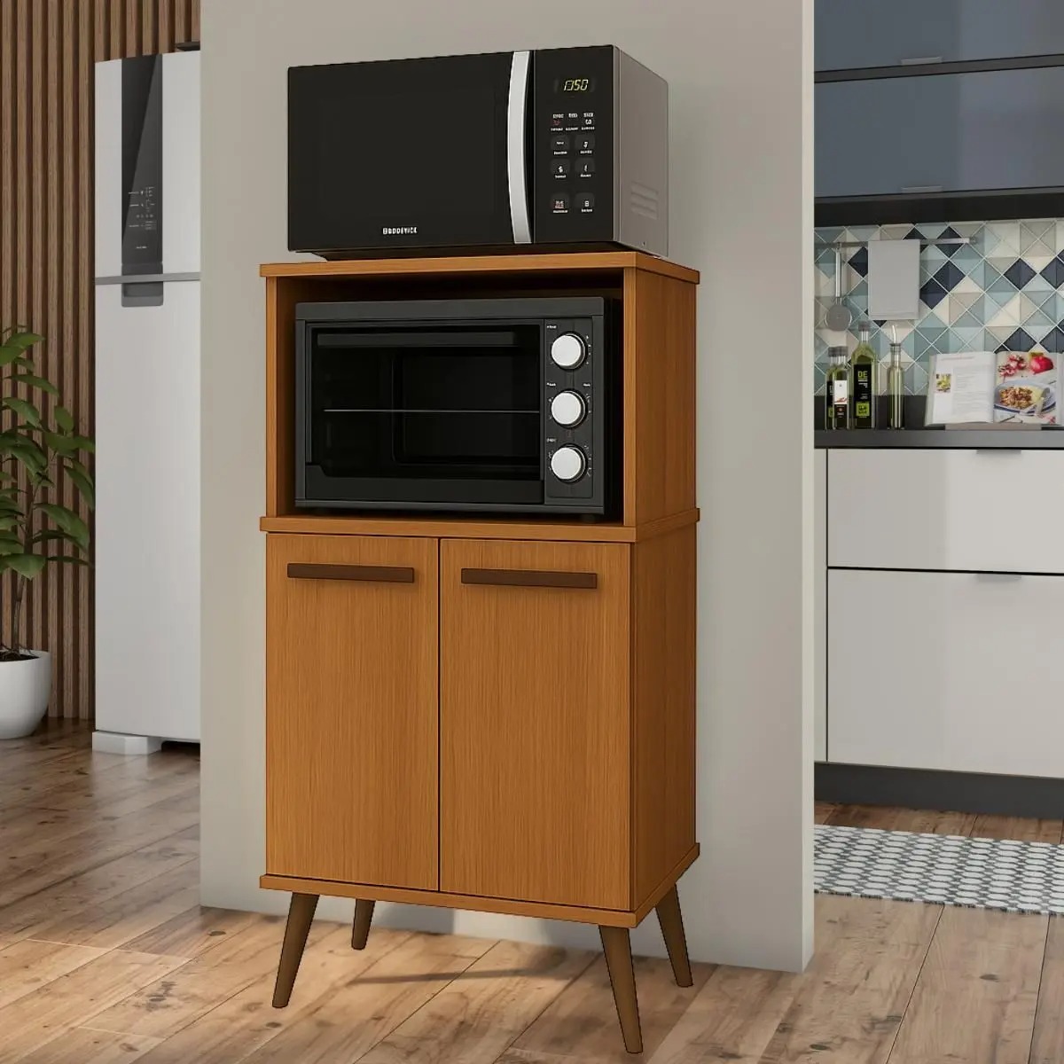 Paneleiro Torre Quente Cozinha Lisboa Para Microondas e Forno 2 Portas Multiuso Resistente - Dullar Móveis
