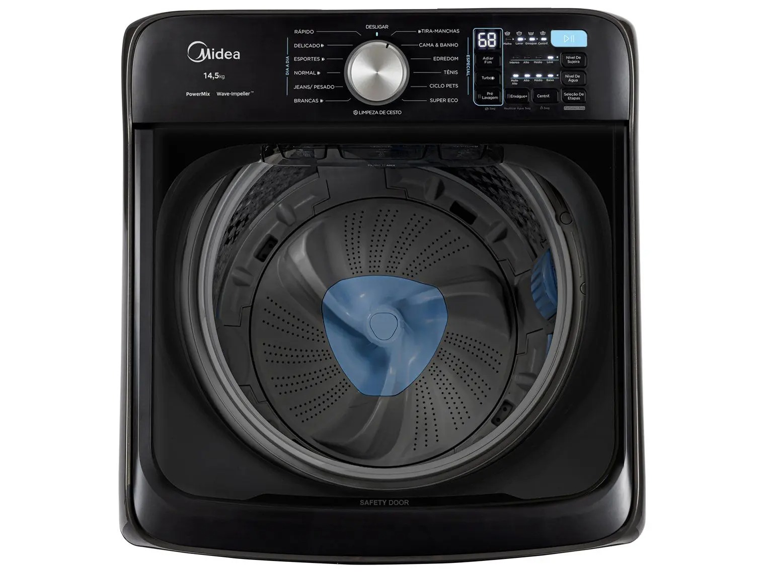 Lavadora de Roupas Midea 14,5kg Cesto Inox 13 Programas de Lavagem Cinza Titânio MA512W145/GK-05 110/220V - Imagem 3