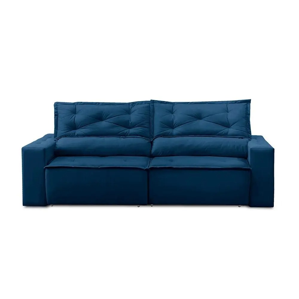 Sofá Retrátil e Reclinável 3 lugares com Molas 2,00m Livia Suede Azul Adonai Estofados - Imagem 4