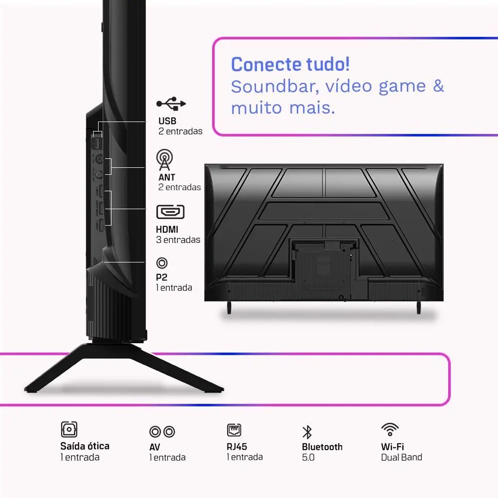 Smart TV HQ QLED 55 Polegadas HQ-QLED55SM 4K Wi-Fi Bluetooth, Apps, Netflix, YouTube e Prime Vídeo - Imagem 3
