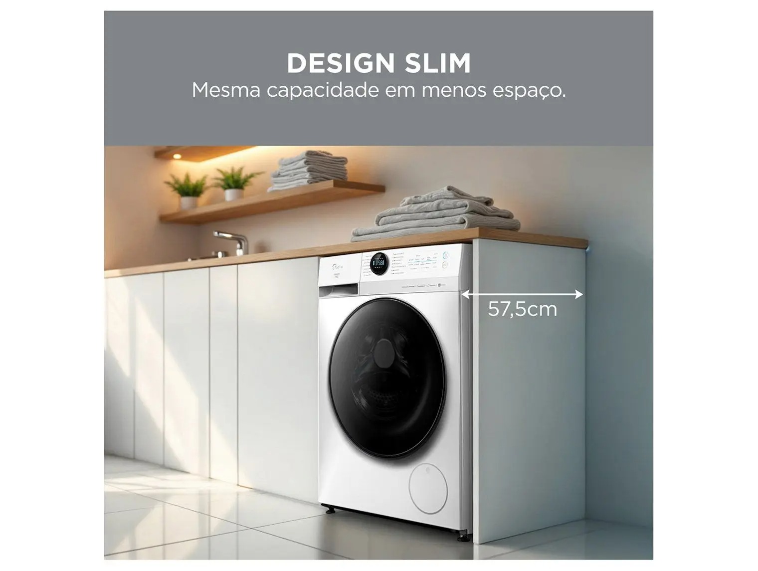 Lavadora de Roupas Midea Slim 11kg HealthGuard Smart Inverter Água Fria e Quente Branco MF201W110WB/WK-01 110/220V - Imagem 3