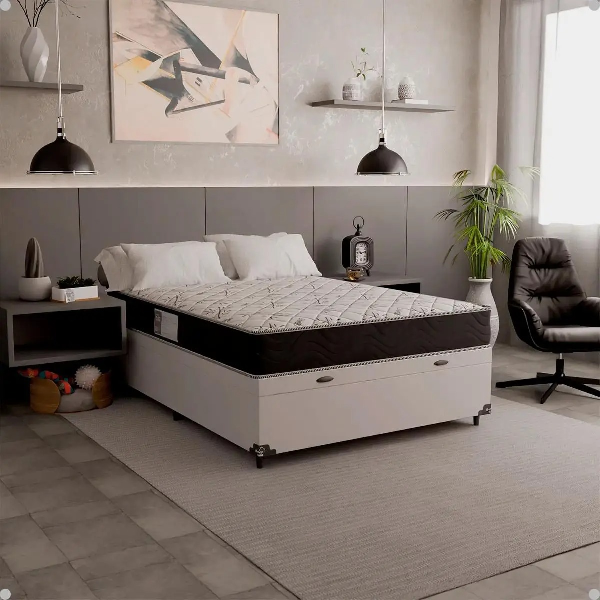 Cama Box Baú Viúva + Colchão D33 One Face - 61x128x188cm - Várias Cores - e-Shop Casa - Imagem 7
