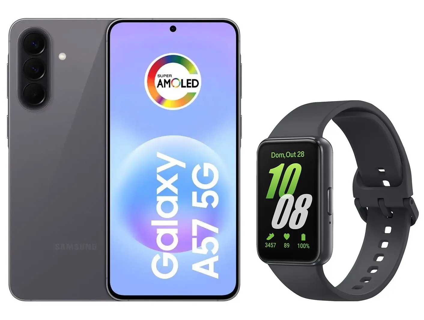 Smartphone Samsung Galaxy A57 256GB Cinza - 5G + Smartband Samsung Galaxy Fit3 Grafite