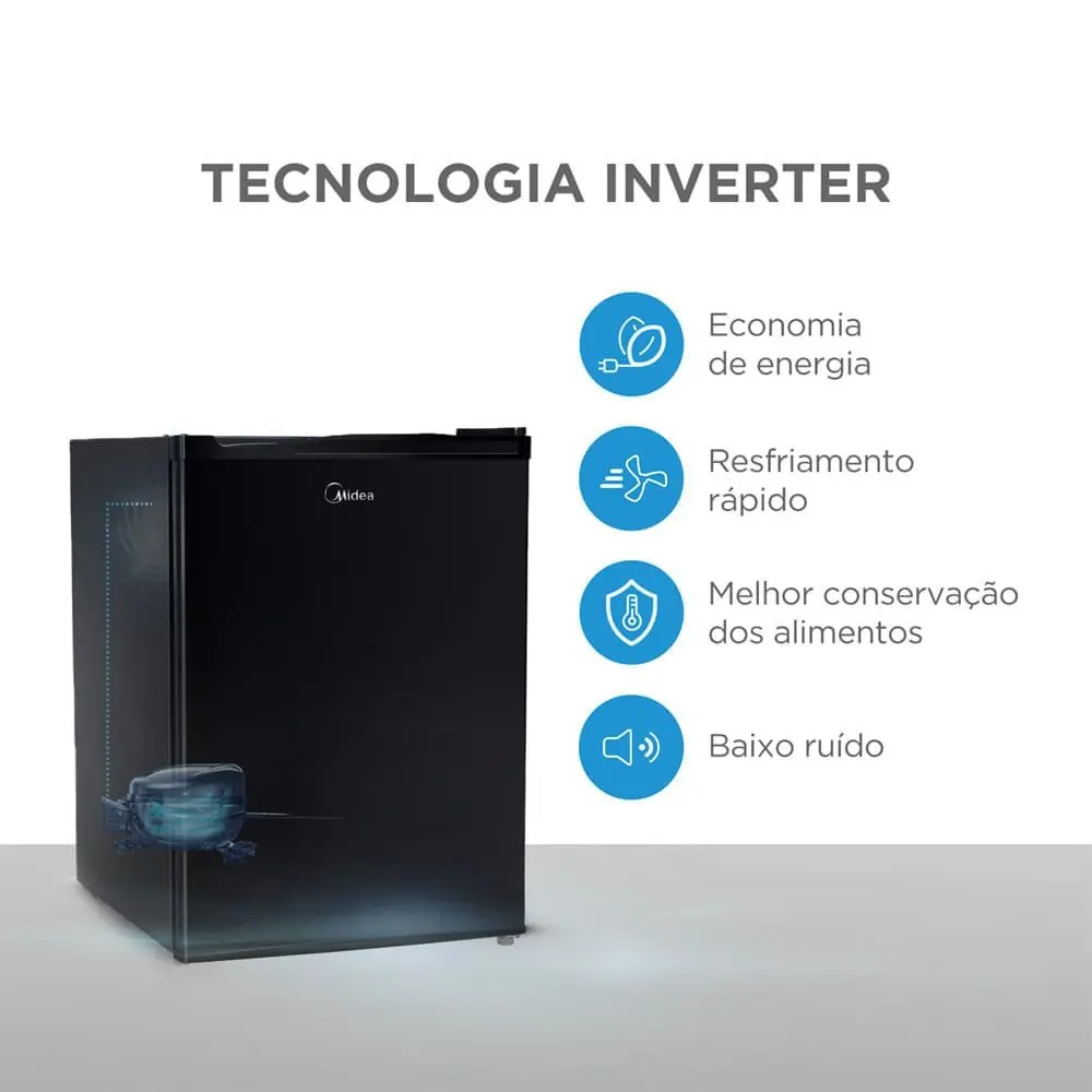 Frigobar Black Edition 67 Litros Inverter Bivolt Midea - Imagem 3
