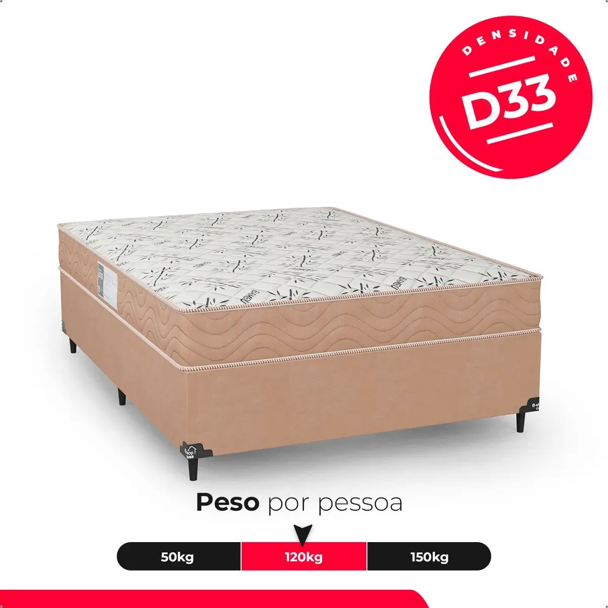 Cama Box Casal + Colchão D33 One Face - 56x138x188cm - Suede Bege - e-Shop Casa - Imagem 4