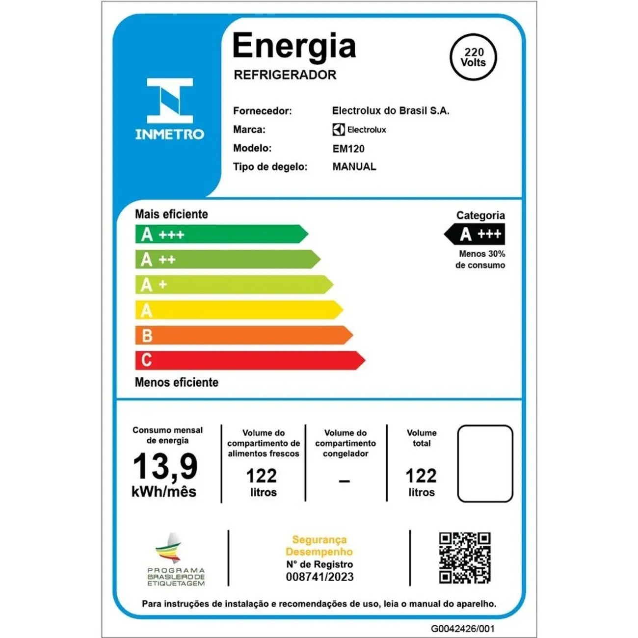 Frigobar Electrolux 122L Branco Efficient com Controle de Temperatura EM120 110/220V - Imagem 4