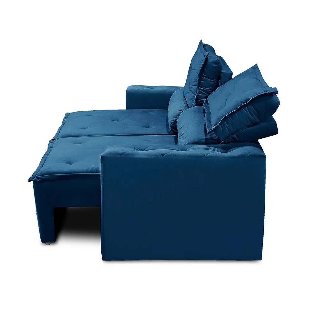 Sofá Retrátil e Reclinável 3 lugares com Molas 2,00m Livia Suede Azul Adonai Estofados - Imagem 6