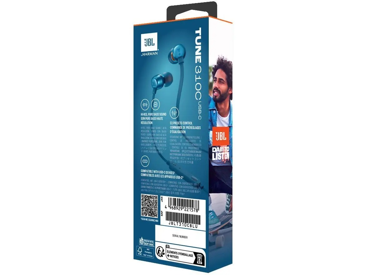 Fone de Ouvido JBL Tune 310C, USB-C, Azul - 28913775 - Imagem 10