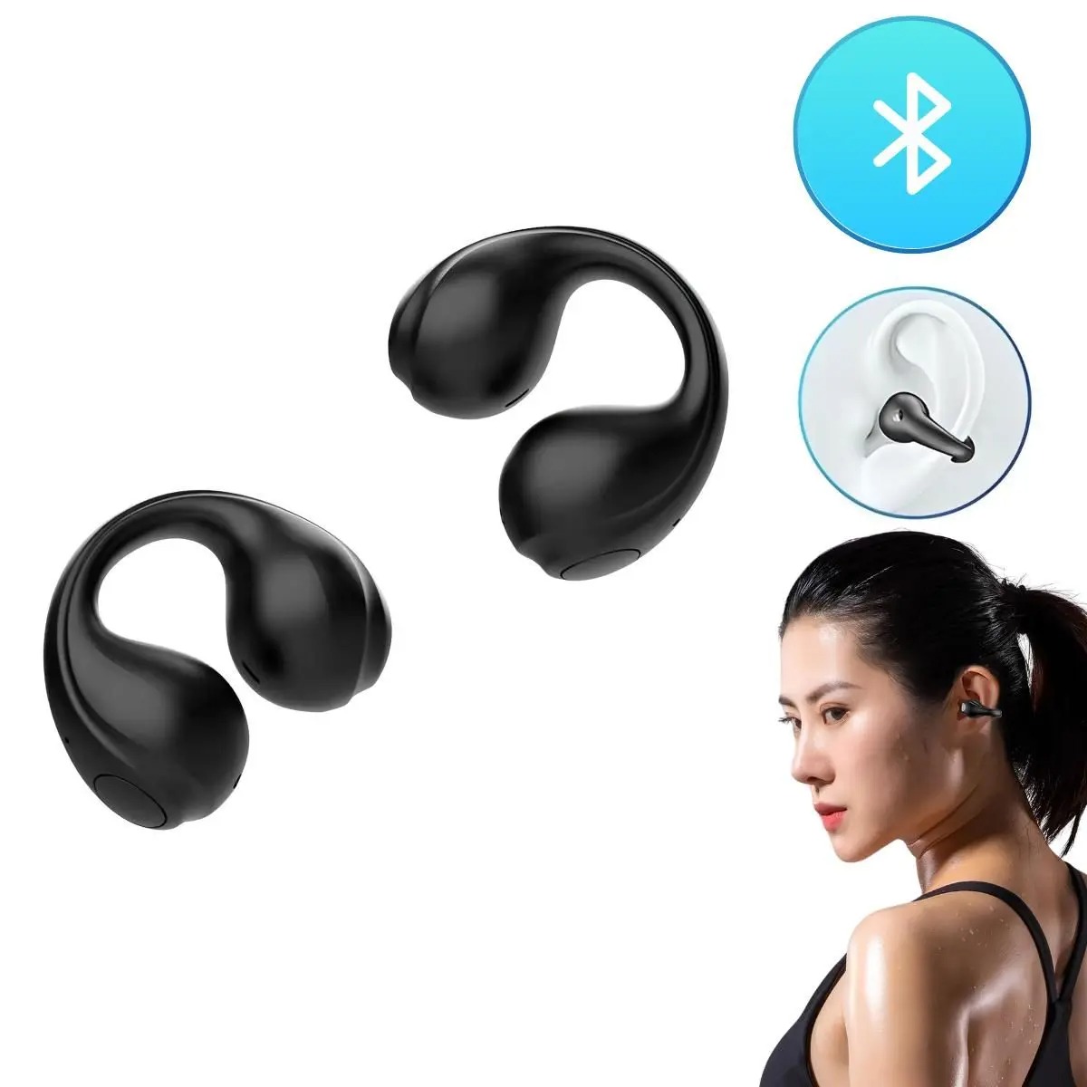Fone De Ouvido Bluetooth Sem Fio Earcuffs Esportivo Brinco - ONYON