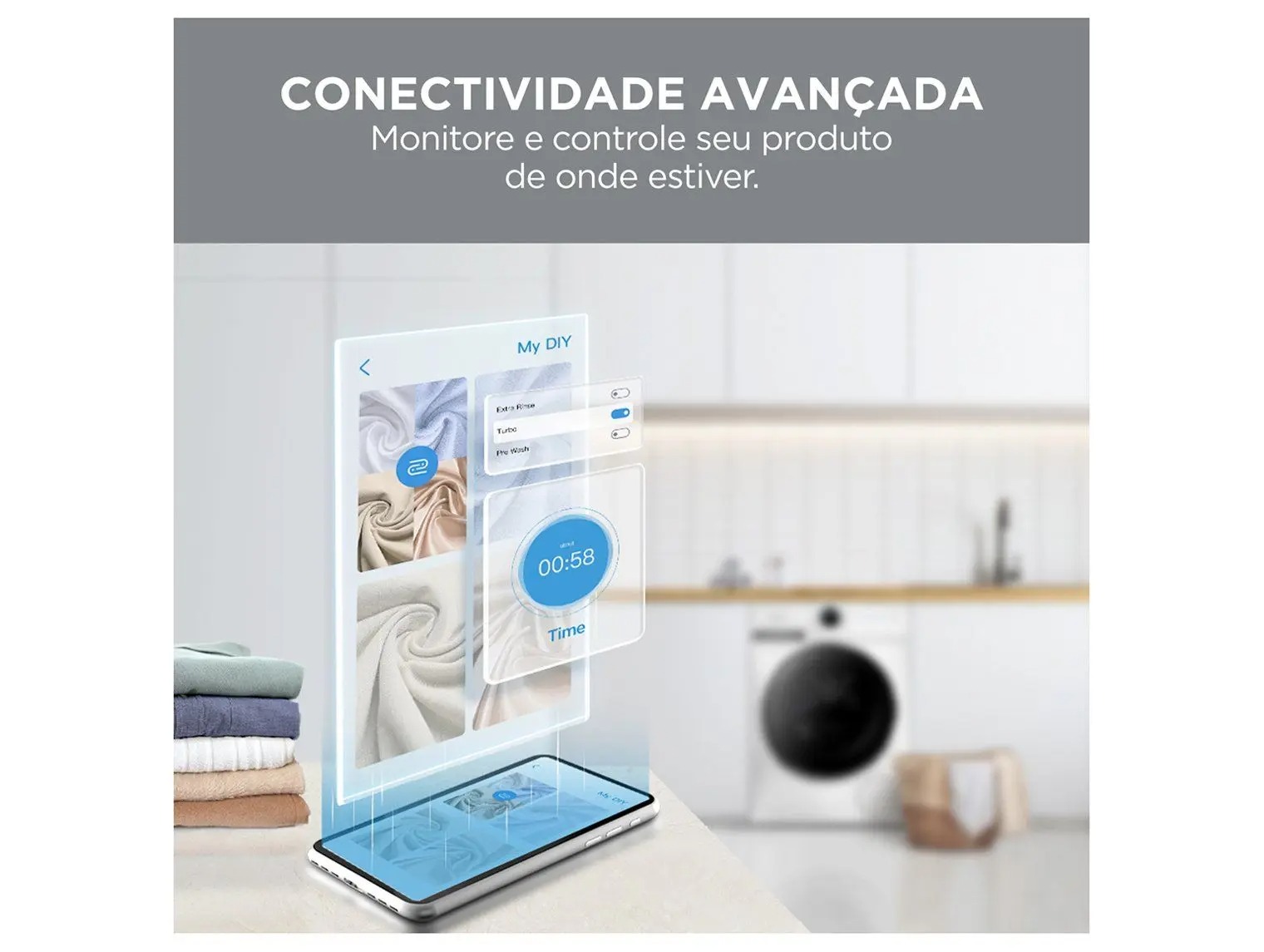 Lavadora de Roupas Midea Slim 11kg HealthGuard Smart Inverter Água Fria e Quente Branco MF201W110WB/WK-01 110/220V - Imagem 6