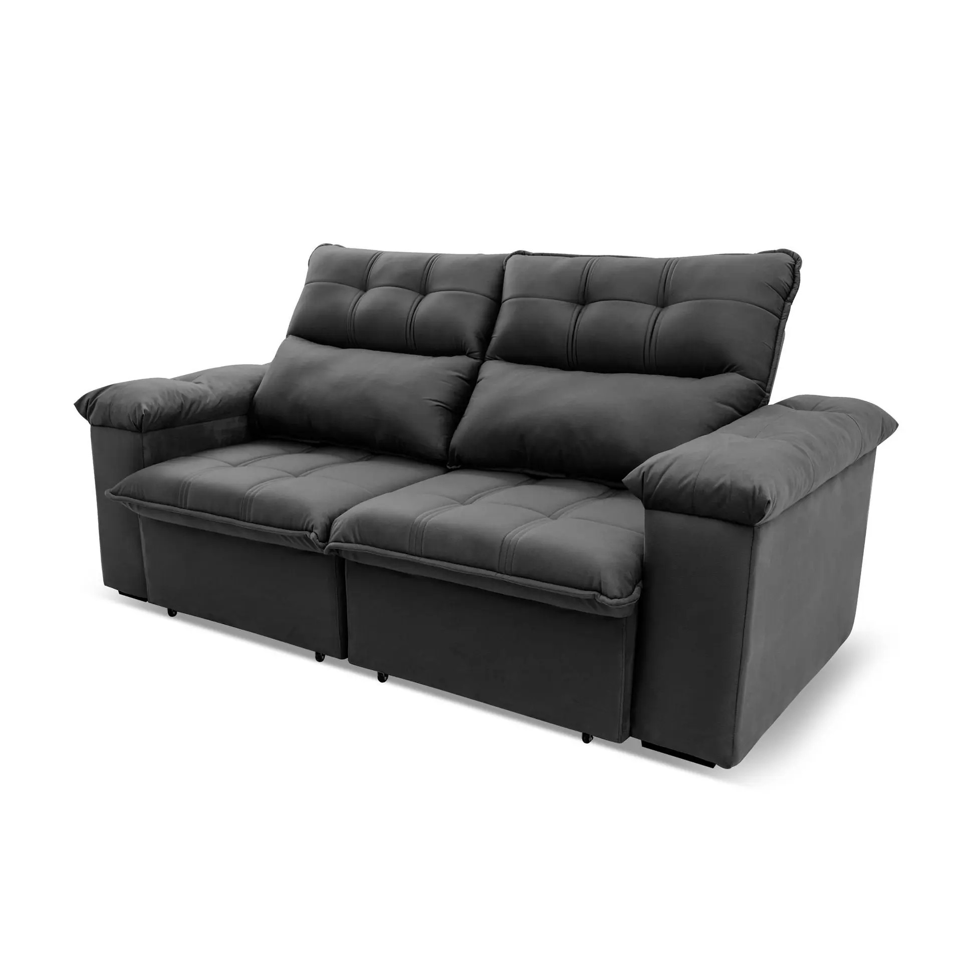 Sofá Retrátil/Reclinável Verona 1,80m Suede Velut Cinza c/ Molas no Assento - King House - Imagem 5