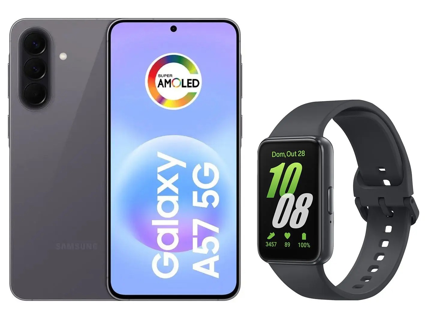 Smartphone Samsung Galaxy A57 128GB Cinza - 5G + Smartband Samsung Galaxy Fit3 Grafite