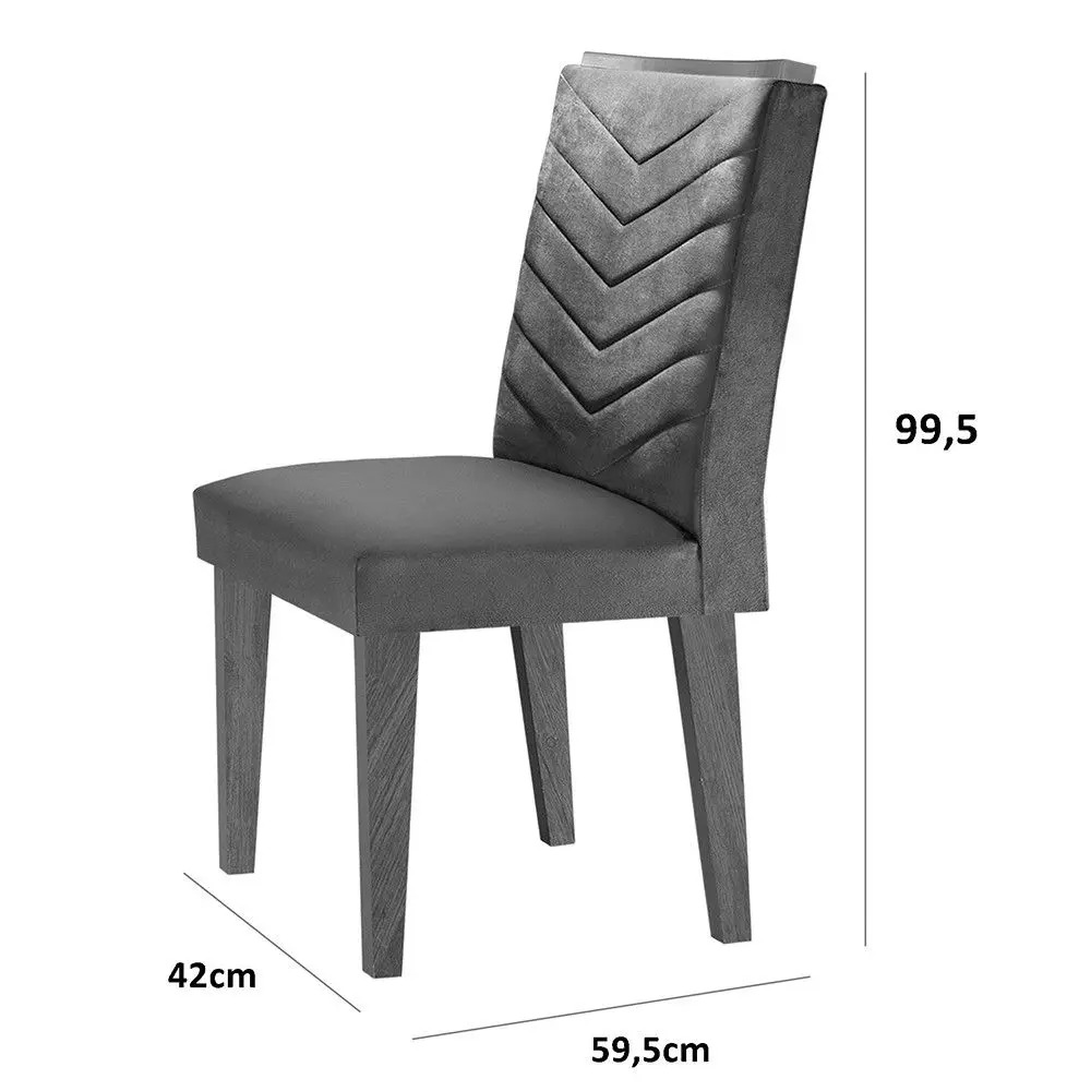 Sala de jantar Aster 180 Tampo em MDF e Vidro com 6 Cadeiras Liz Moderna - Moderna Mobília - Imagem 3