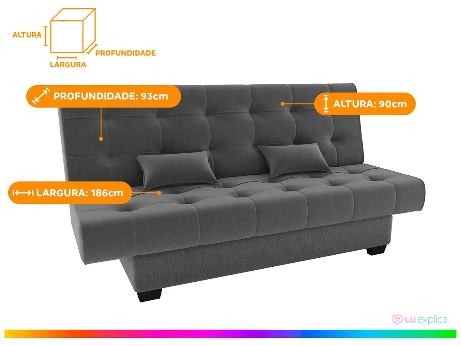Sofá-cama 3 Lugares Casal Reclinável Veludo Matrix Laila - Imagem 2