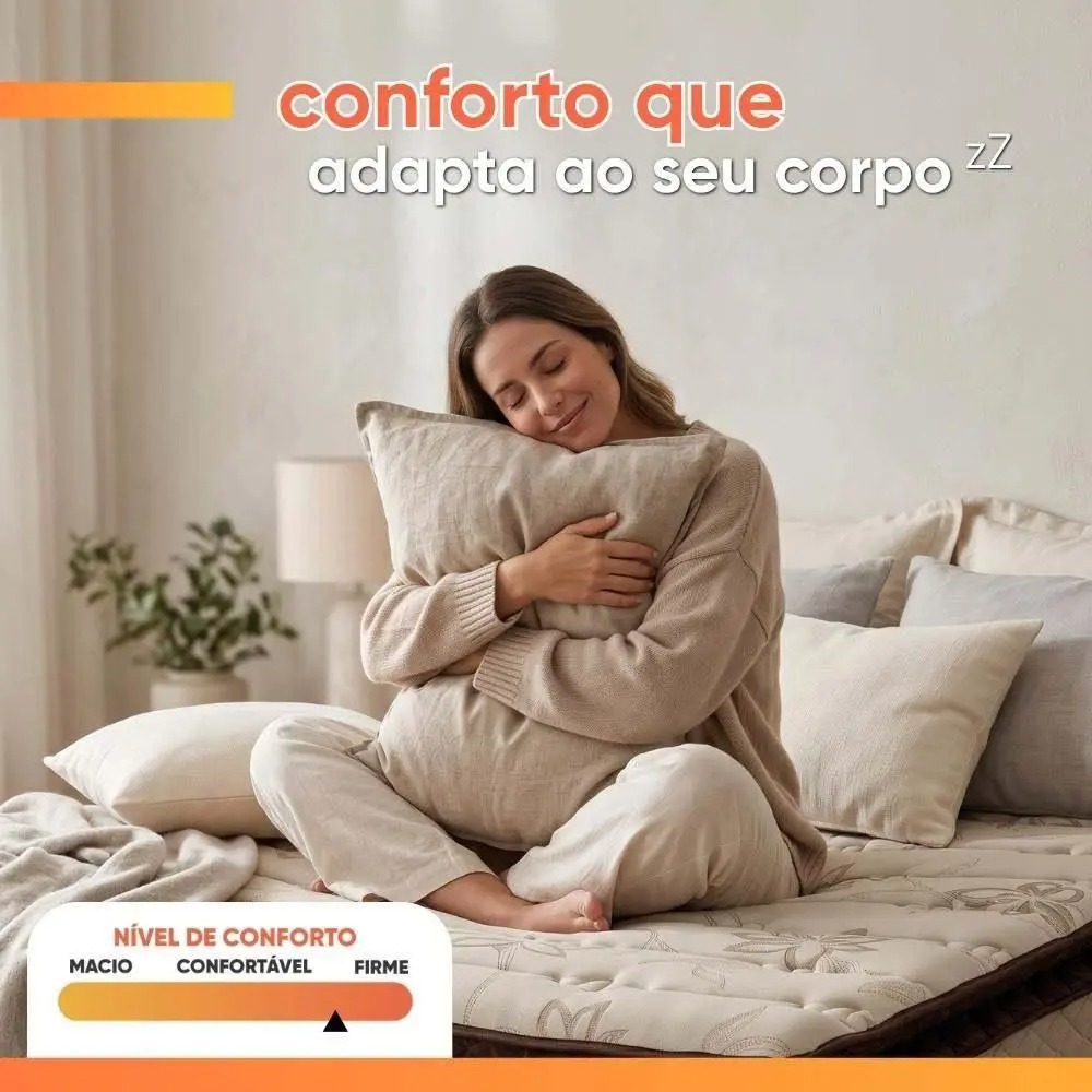 Cama Box Solteiro Colchão Espuma D33 Pillow Top Van Gogh 88x188x67cm Marrom Hellen - Imagem 6