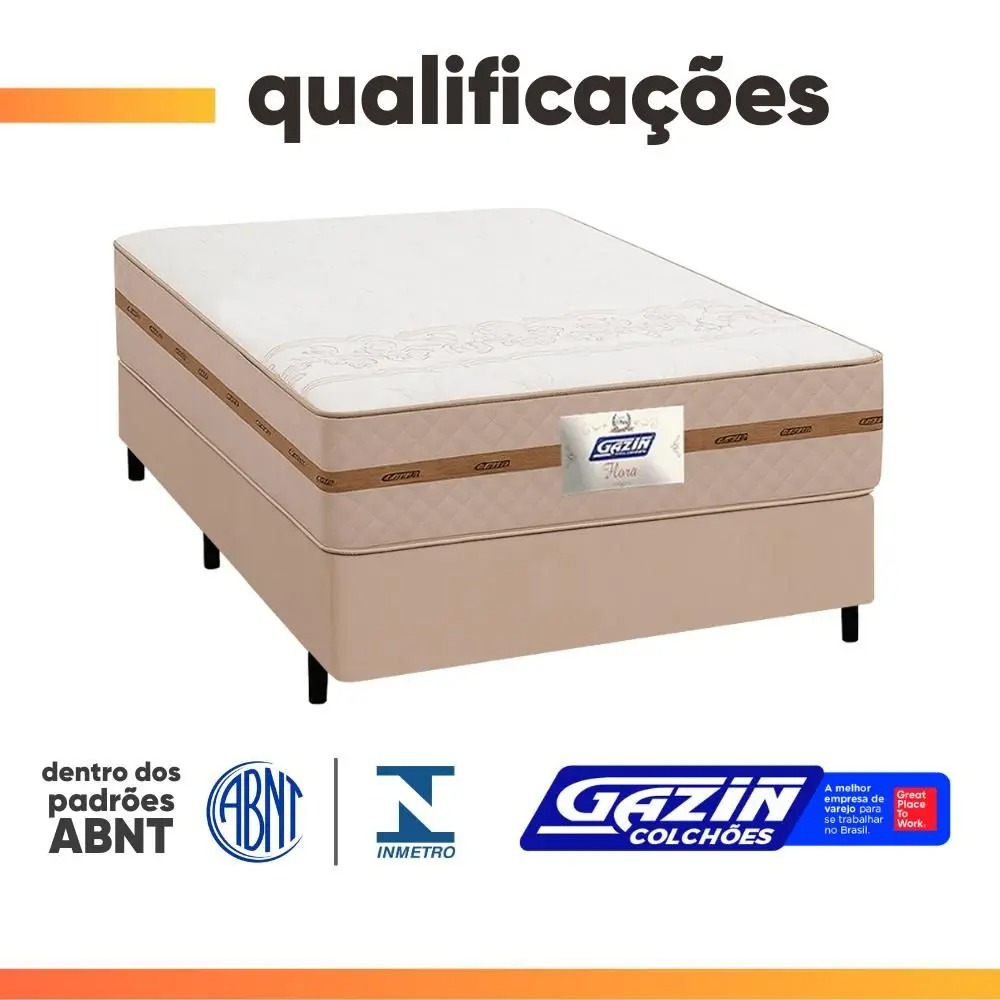 Cama Box Casal Colchão Molas Flora Bege 138x188x58cm - Gazin - Imagem 5