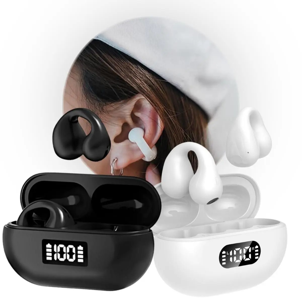 Fone De Ouvido Bluetooth Sem Fio Earcuffs Esportivo Brinco - ONYON - Imagem 5