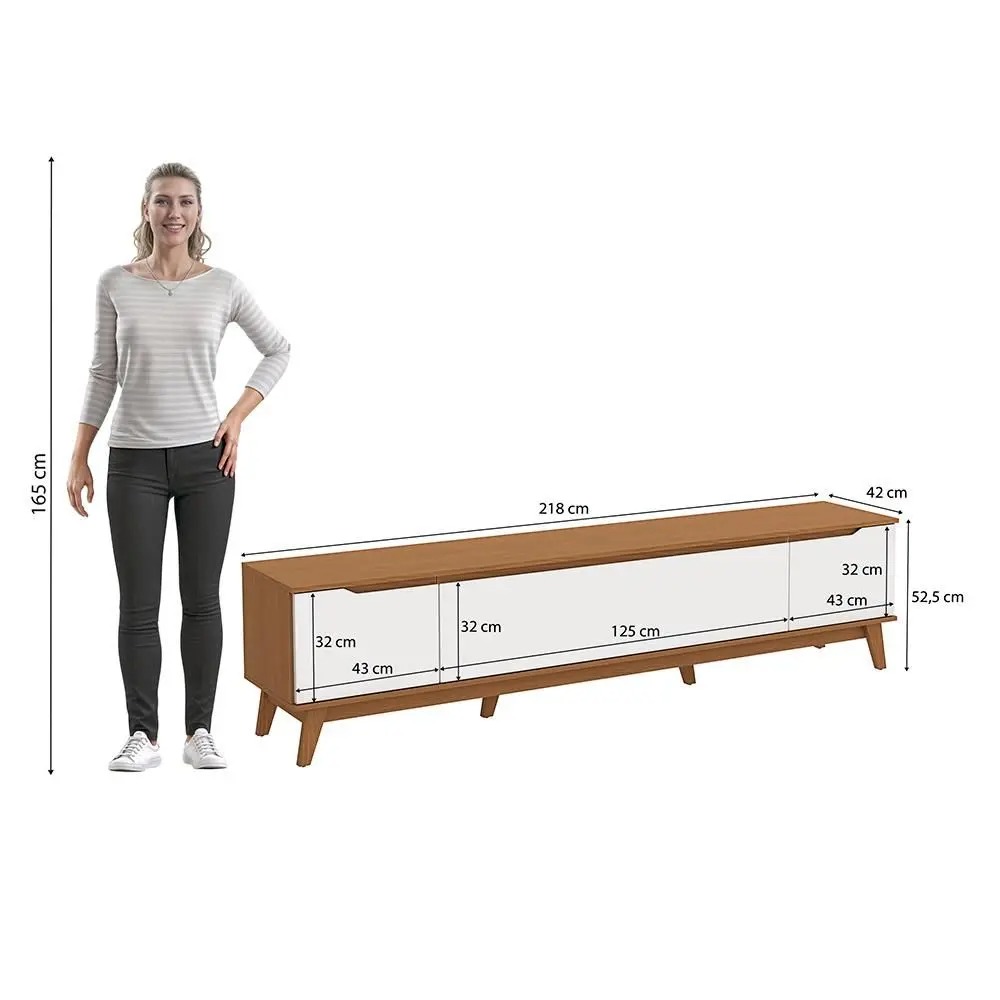 Rack Kappesberg 3 Portas Canela/Branco 218cm - Imagem 3