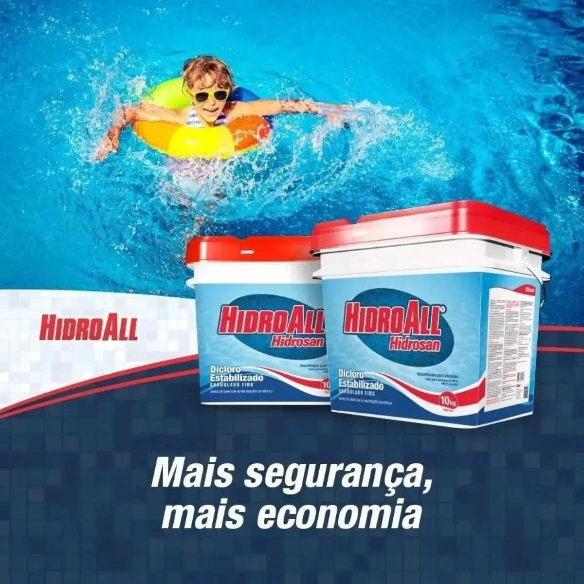 Cloro Para Piscina Hidrosan Hidroall Estabilizado Dicloro BD 10 KG - Imagem 3