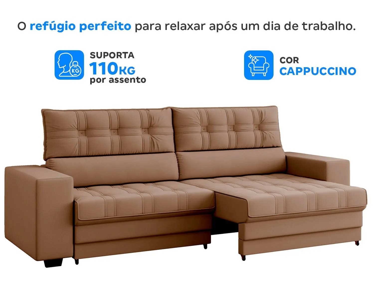 Sofá Retrátil Reclinável 3 Lugares Veludo Medelín Besthouse - Imagem 3