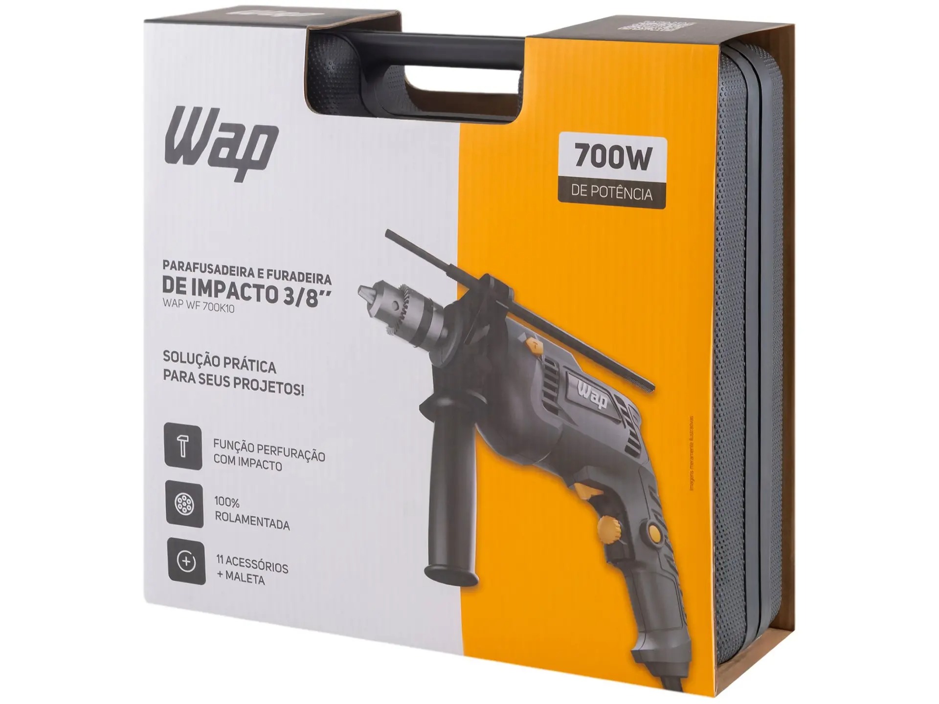 Furadeira e Parafusadeira de Impacto Wap 700W com Maleta 12 Peças WF 700K10 - Imagem 2