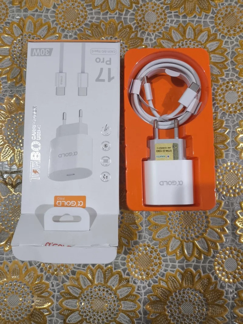 Carregador Turbo 30w Compatível com iPhone 15 15Pro 15ProMax 16 16Pro 16ProMax 17 17Pro 17ProMax USBC Bivolt Completo Cabo Fonte 30W Bivolt - AGold - Imagem 6