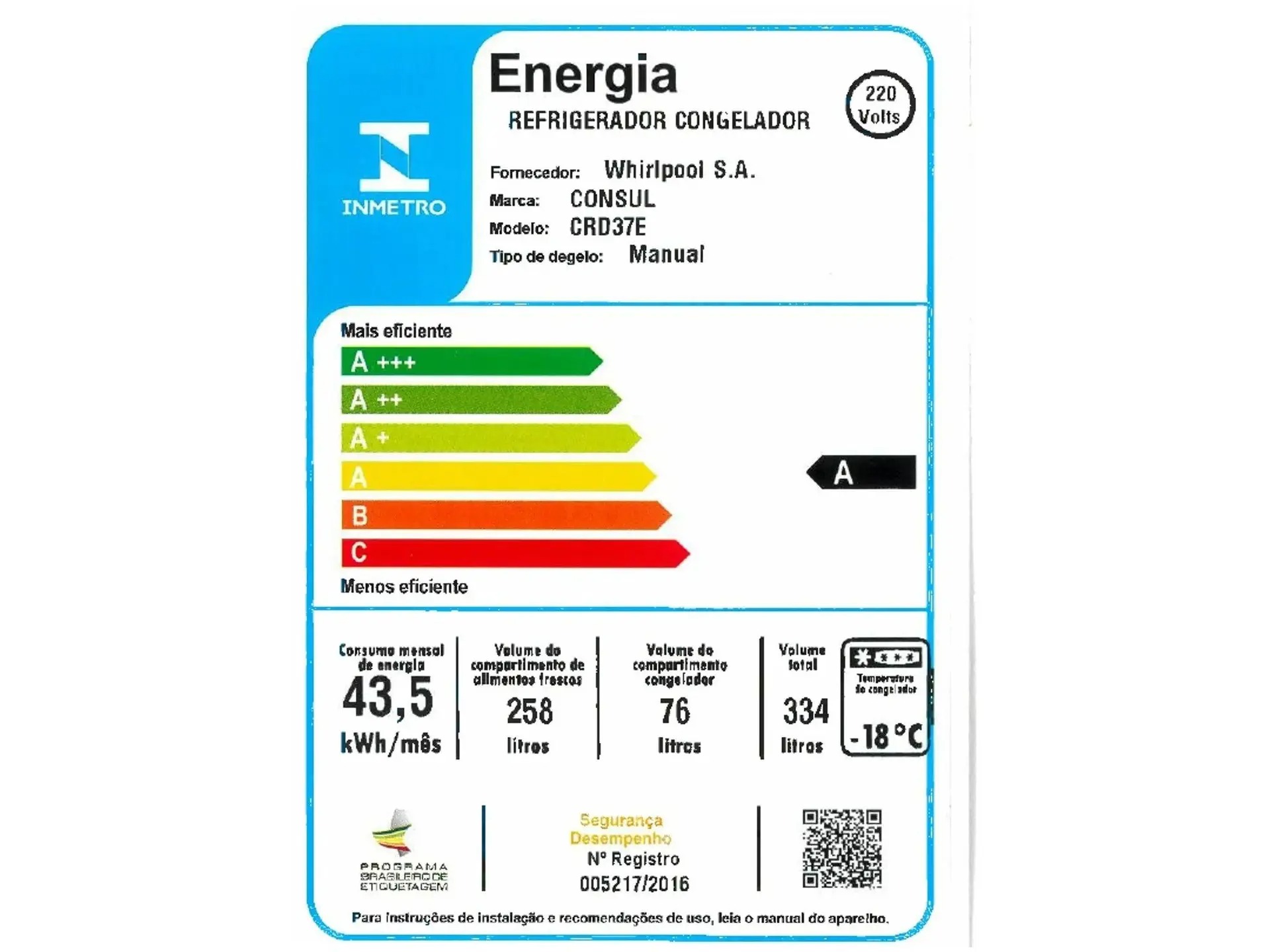 Geladeira/Refrigerador Consul Cycle Defrost Duplex - Branca 334L CRD37 EBANA 110/220V - Imagem 3