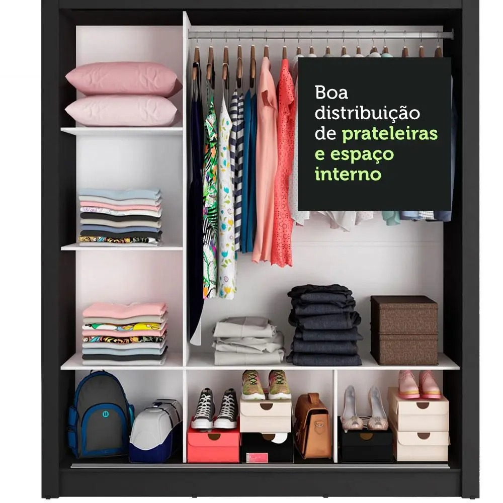 Guarda Roupa Casal Madesa Mônaco 3 Portas de Correr com Espelho - Imagem 3