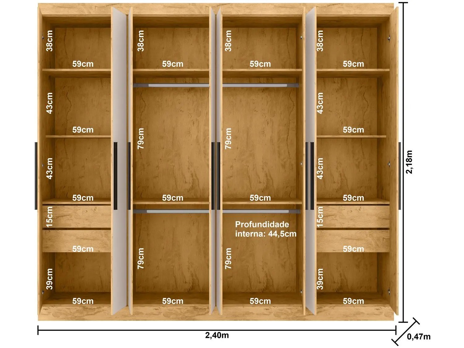 Guarda-roupa Casal 8 Portas 4 Gavetas - Araplac Porto - Imagem 2