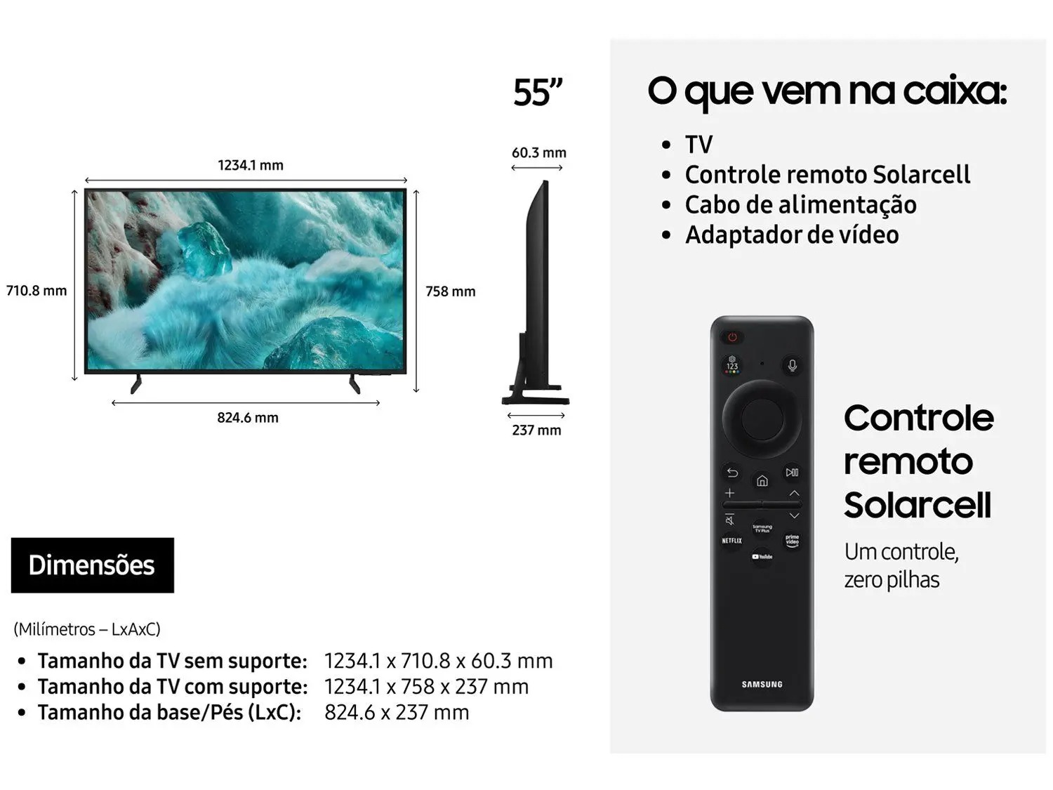 Smart TV 55" 4K Samsung QLED QN55Q7FAAGXZD Tizen Q4 AI 3 HDMI - Imagem 3