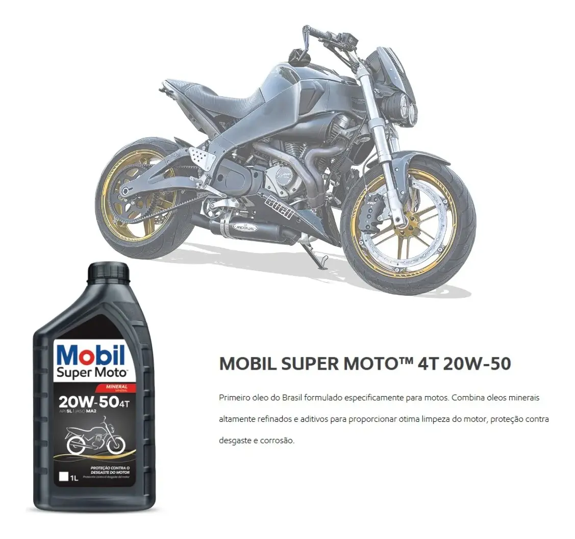 Oleo 20w50 Para Moto Óleo Lubrificante Mineral Mobil 1 Litro - Imagem 3