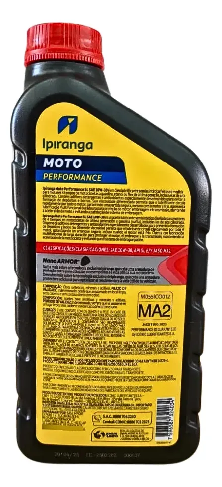 Óleo Performance 10w30 API SL JASO MA2 Ipiranga 1L - Imagem 4